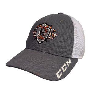 CCM Hockey Mesh Back Cap Embroidered Logo & Number 16 Gray/White Adjustable Hat